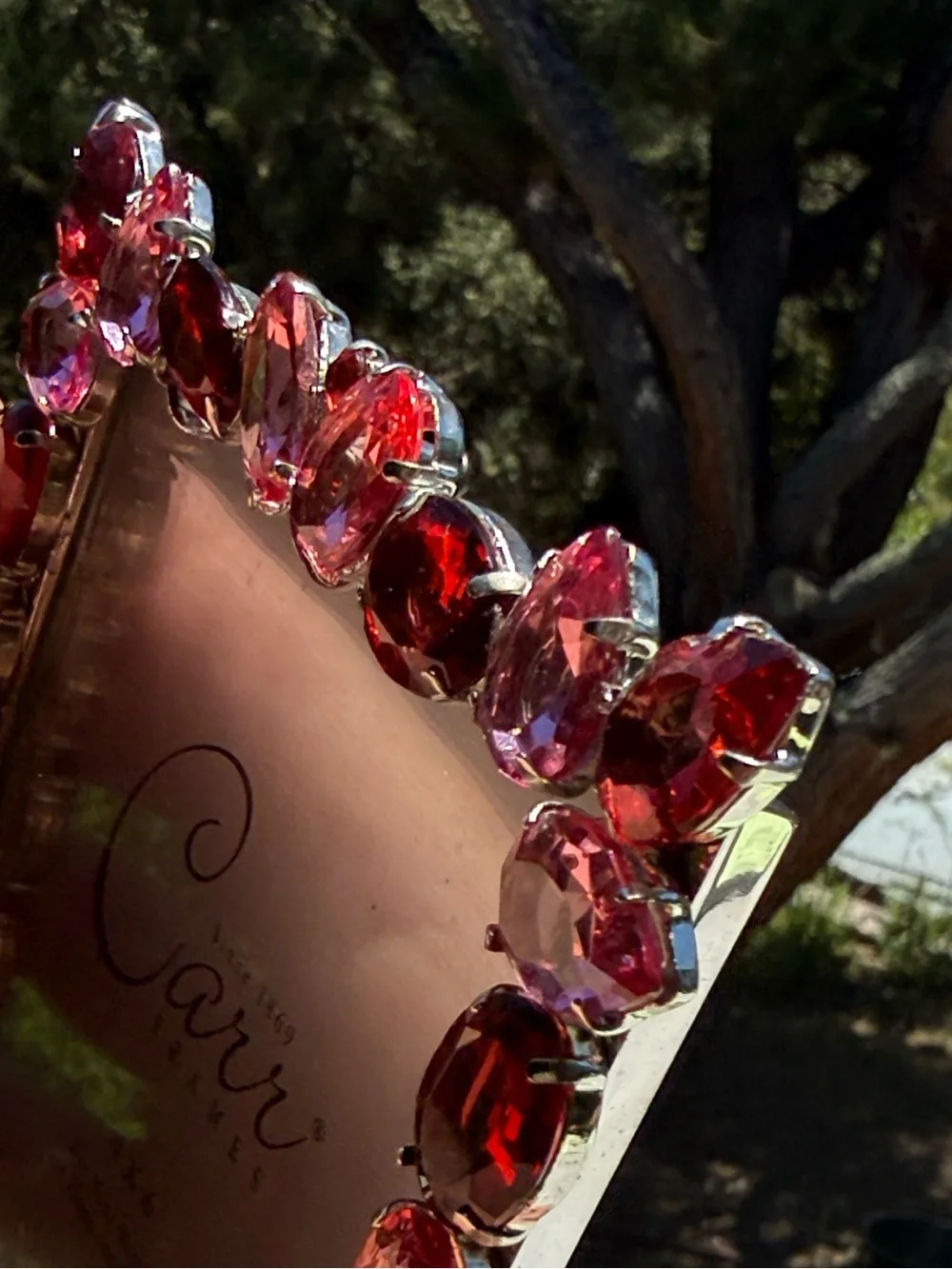 Carr‎ Frames crystals pink garnet red faceted 2002 vintage NEW Condition 4” X 6”